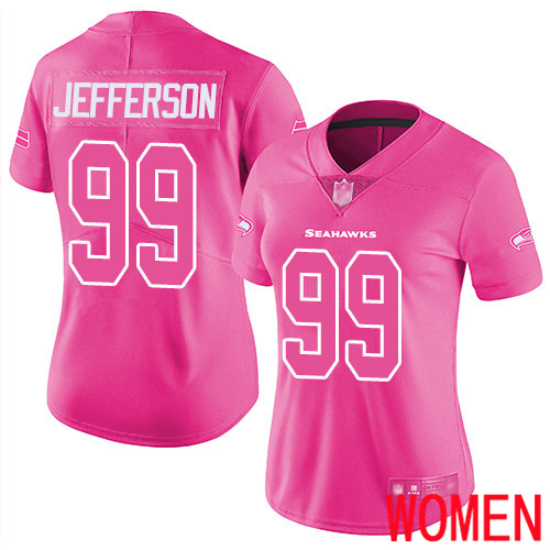 Seattle Seahawks Limited Pink Women Quinton Jefferson Jersey NFL Football #99 Rush Fashion